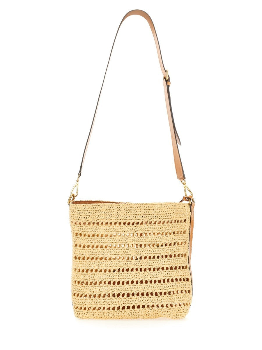 Etro PERFORATED RAFFIA SHOULDER BAG