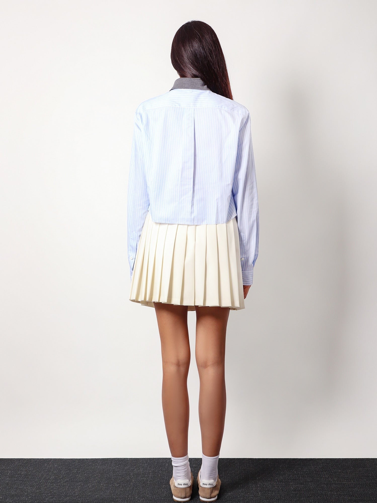 Miu Miu Plissé wool and mohair skirt