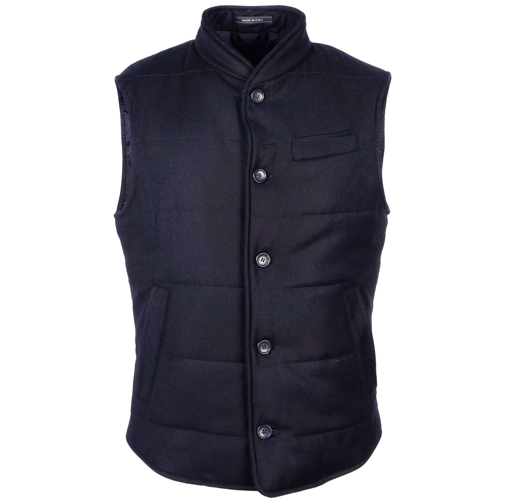 Loro Piana Fabric Man Vest Wool Cashmere Blue