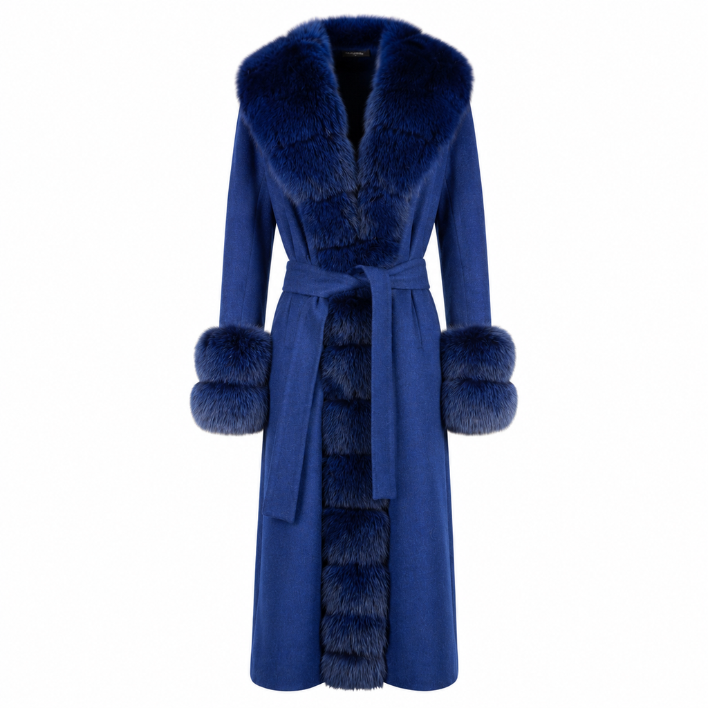 Loro Piana Fabric Woman Coat Pelliccia Blue