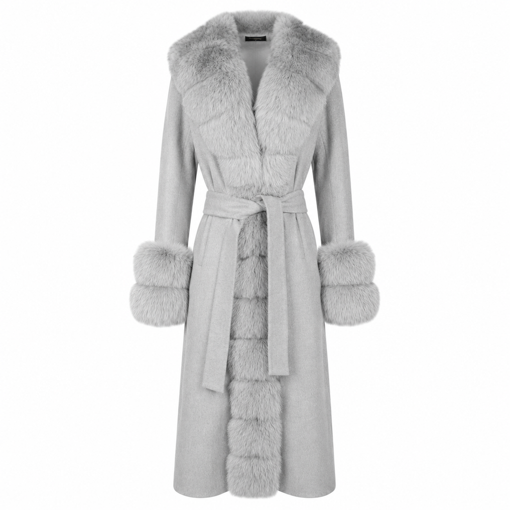 Loro Piana Fabric Woman Coat Pelliccia Grey