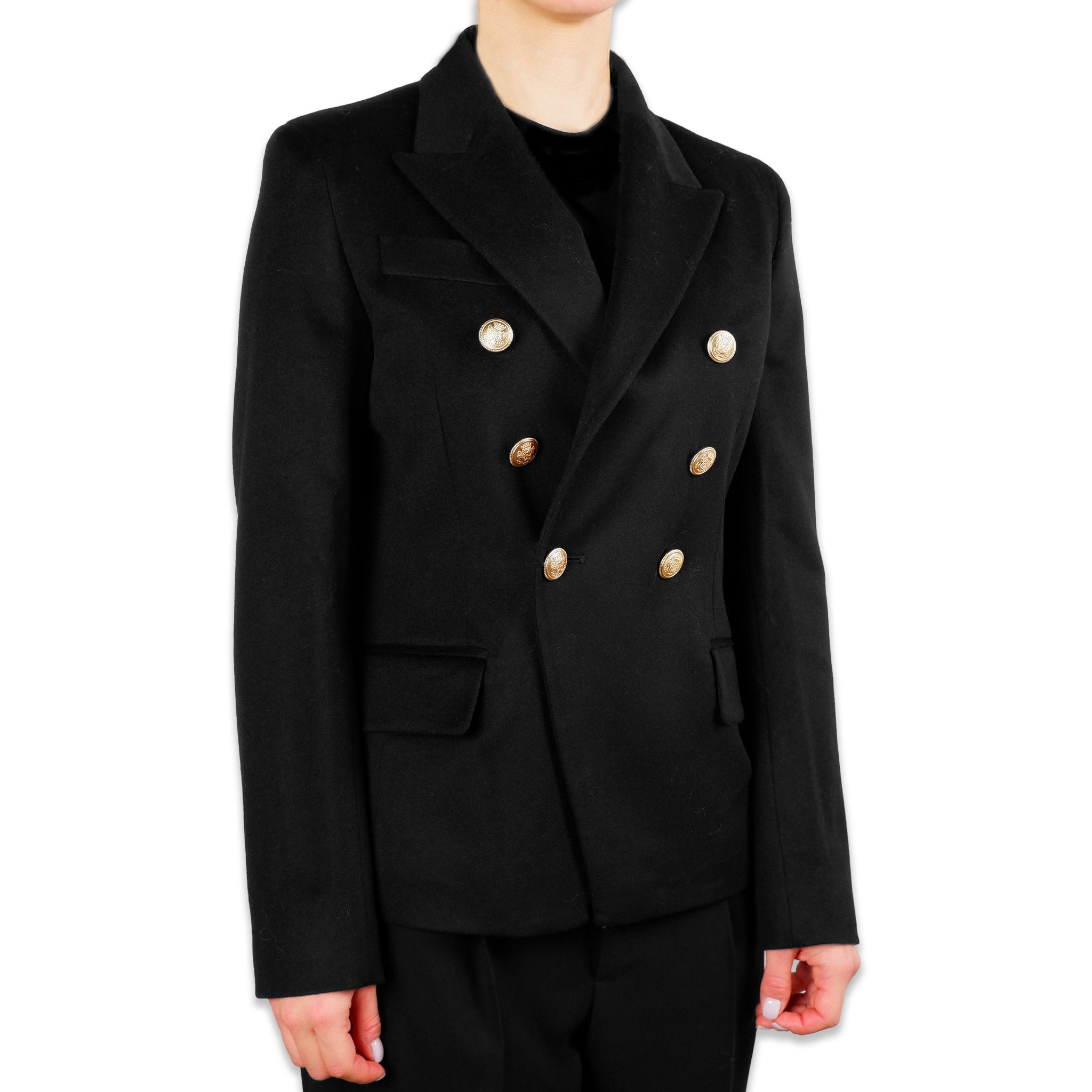 Loro Piana Fabric Woman Jacket Double-Breasted Black