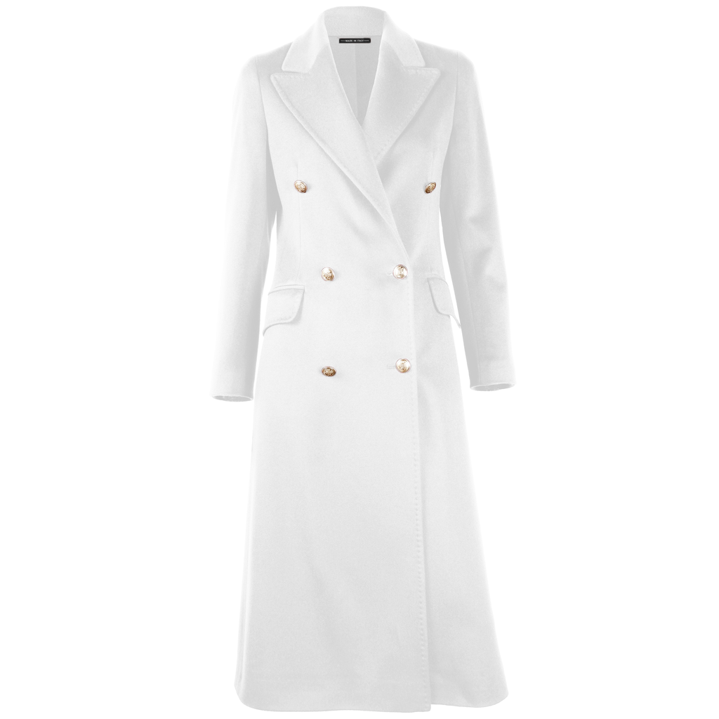 Loro Piana Fabric Woman Coat Double-Breasted White