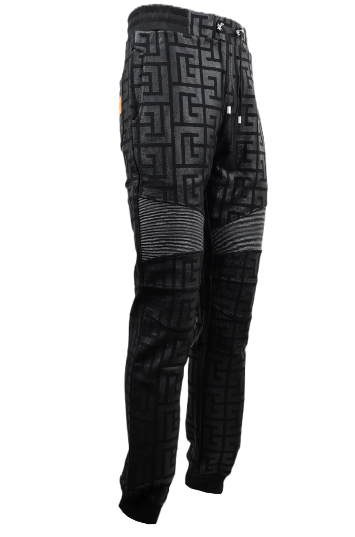 Balmain Man Trousers Jogging Print Black
