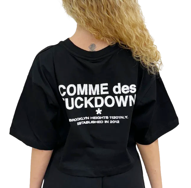 Comme Des Fuckdown Woman Black T-shirt & Top