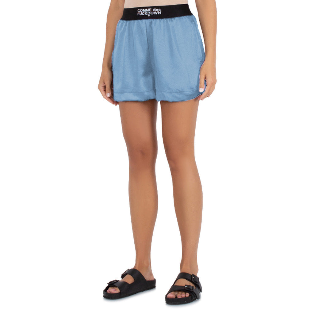 Comme Des Fuckdown Woman Light Blue shorts