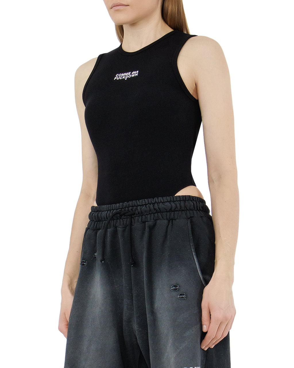 Comme Des Fuckdown Woman Black Bodysuits
