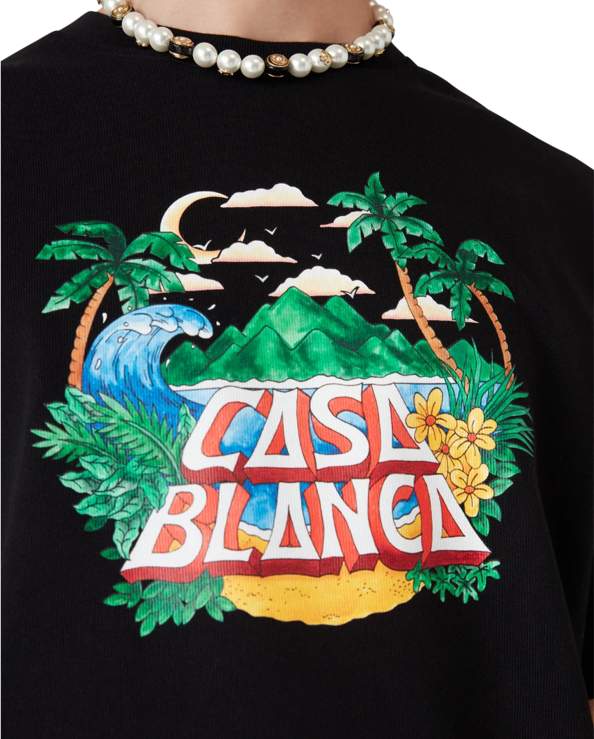 Casablanca Man T-Shirt Casa Beach Wave Black