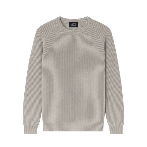 Alpha Studio Brioche-Knit Crewneck Sweater