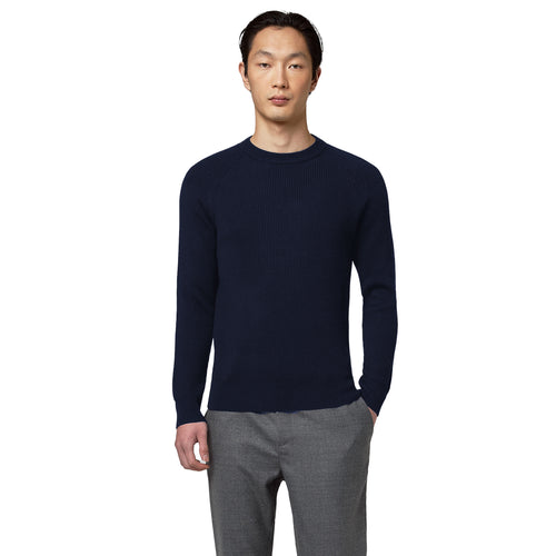 Alpha Studio Crewneck Saddle Merino Blue