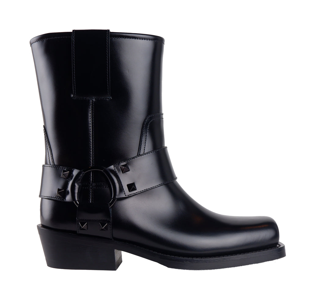stivaletto pelle borchie
