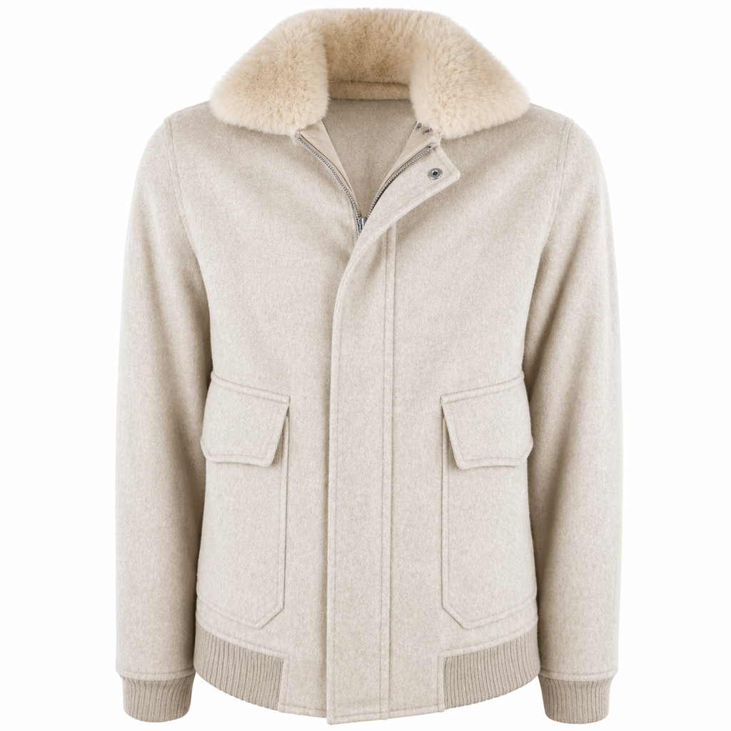 Loro Piana Fabric Man Bomber Coat Beige