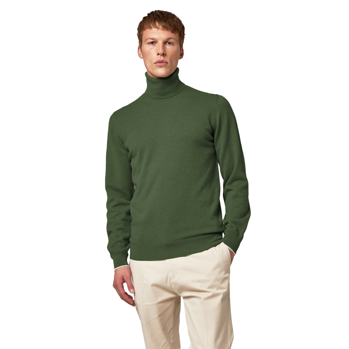 Alpha Studio Man Knit Turtleneck Basic Rosmarino Green