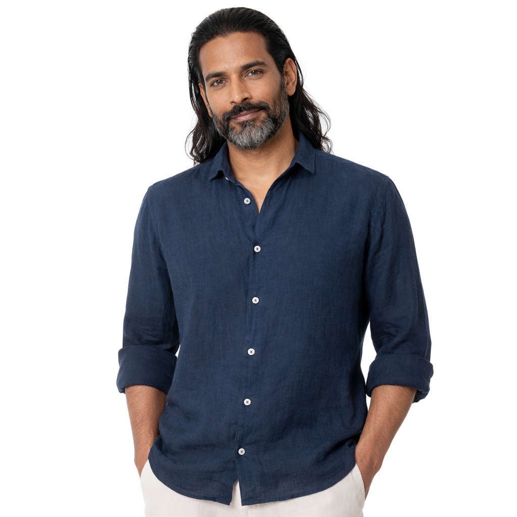 MC2 Saint Barth Man Shirt Linen Blue