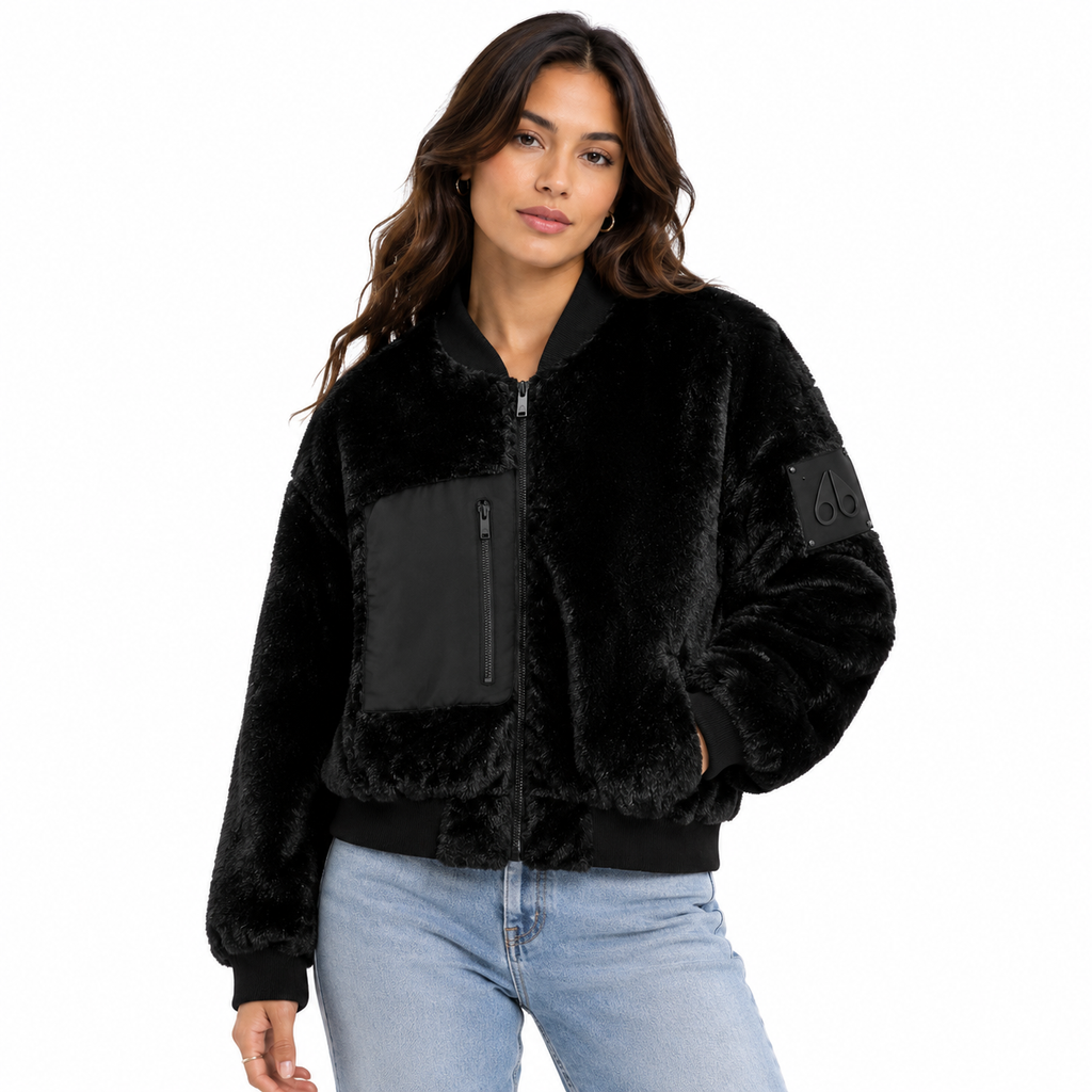 Moose knuckles Woman Bomber Fur Black