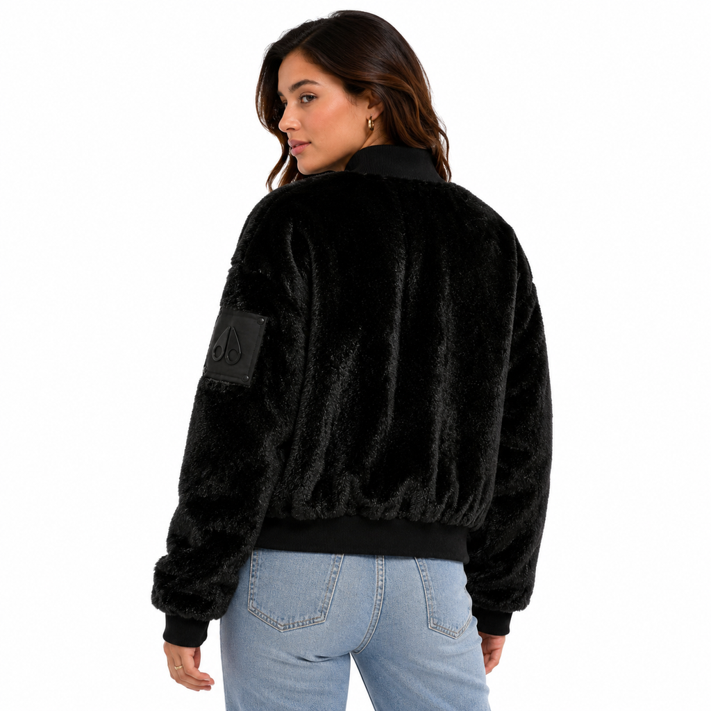 Moose knuckles Woman Bomber Fur Black