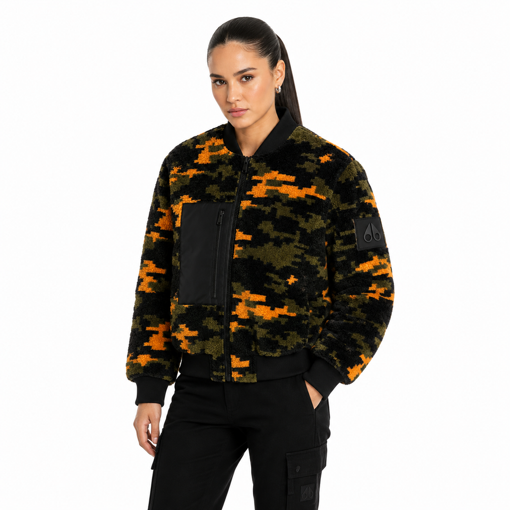 Moose knuckles Woman Bomber Fur Camouflage