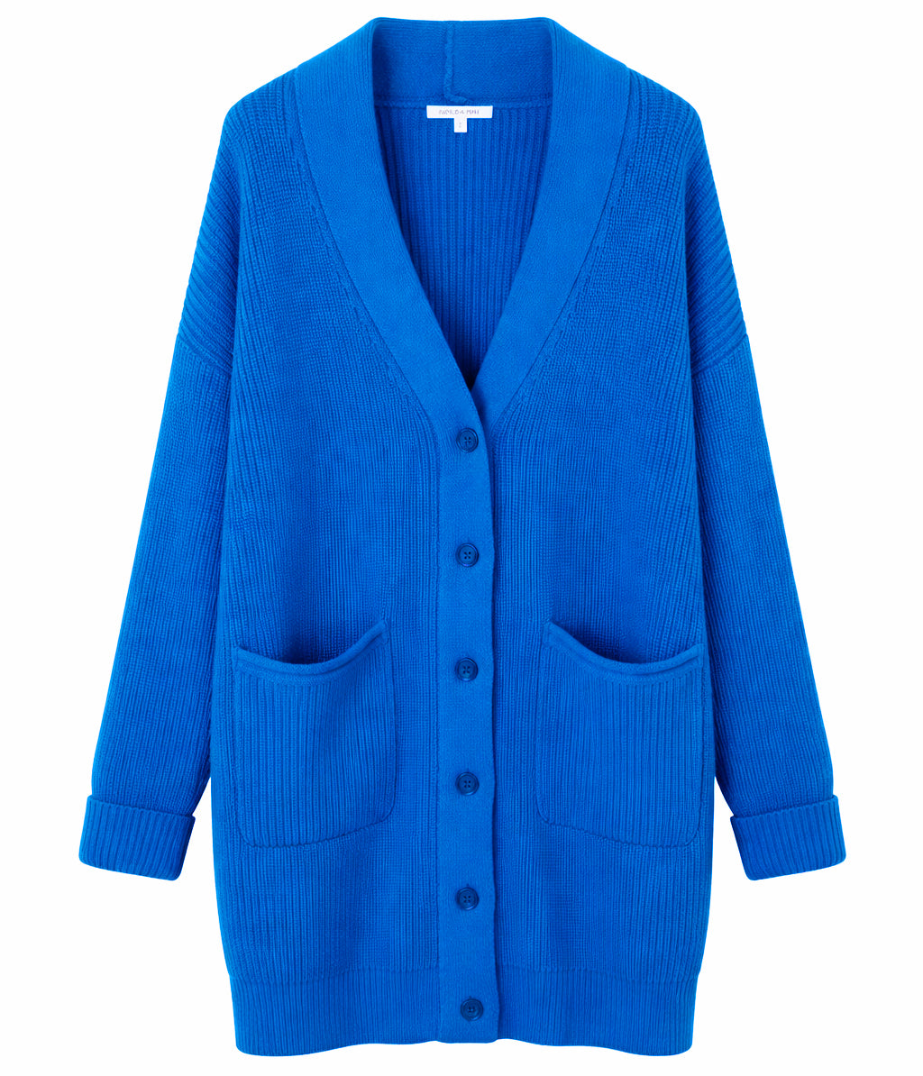 cardigan lungo maglia blu