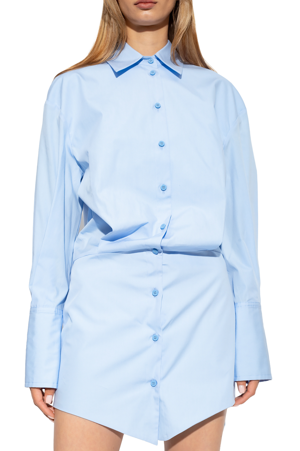 The Attico Woman Shirt Mini Dress Light Blue