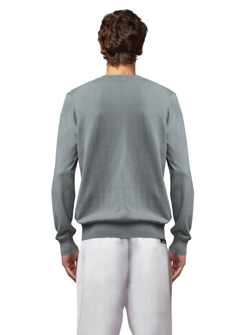 Alpha Studio Cotton Sweater Crewneck Anthracite — view 2