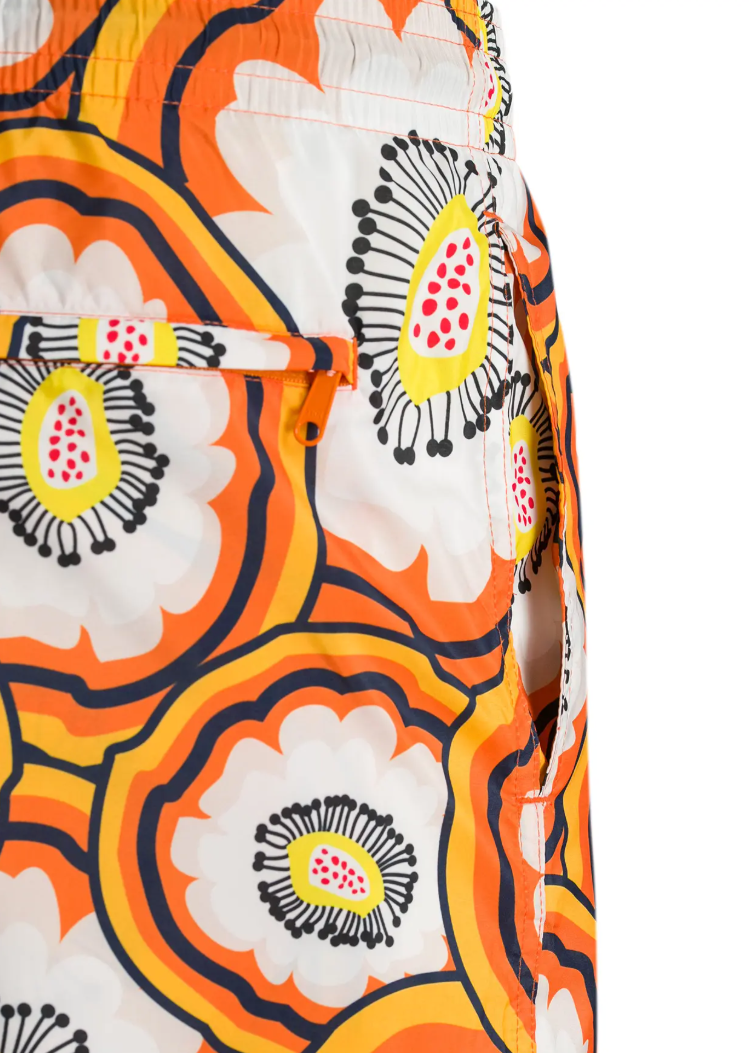 Vilebrequin Man Swim Shorts Flowers Orange