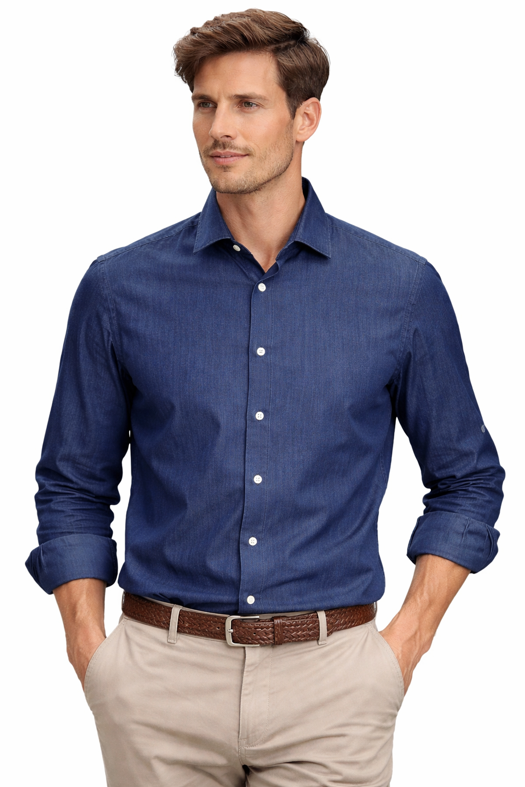 camicia denim blu scuro