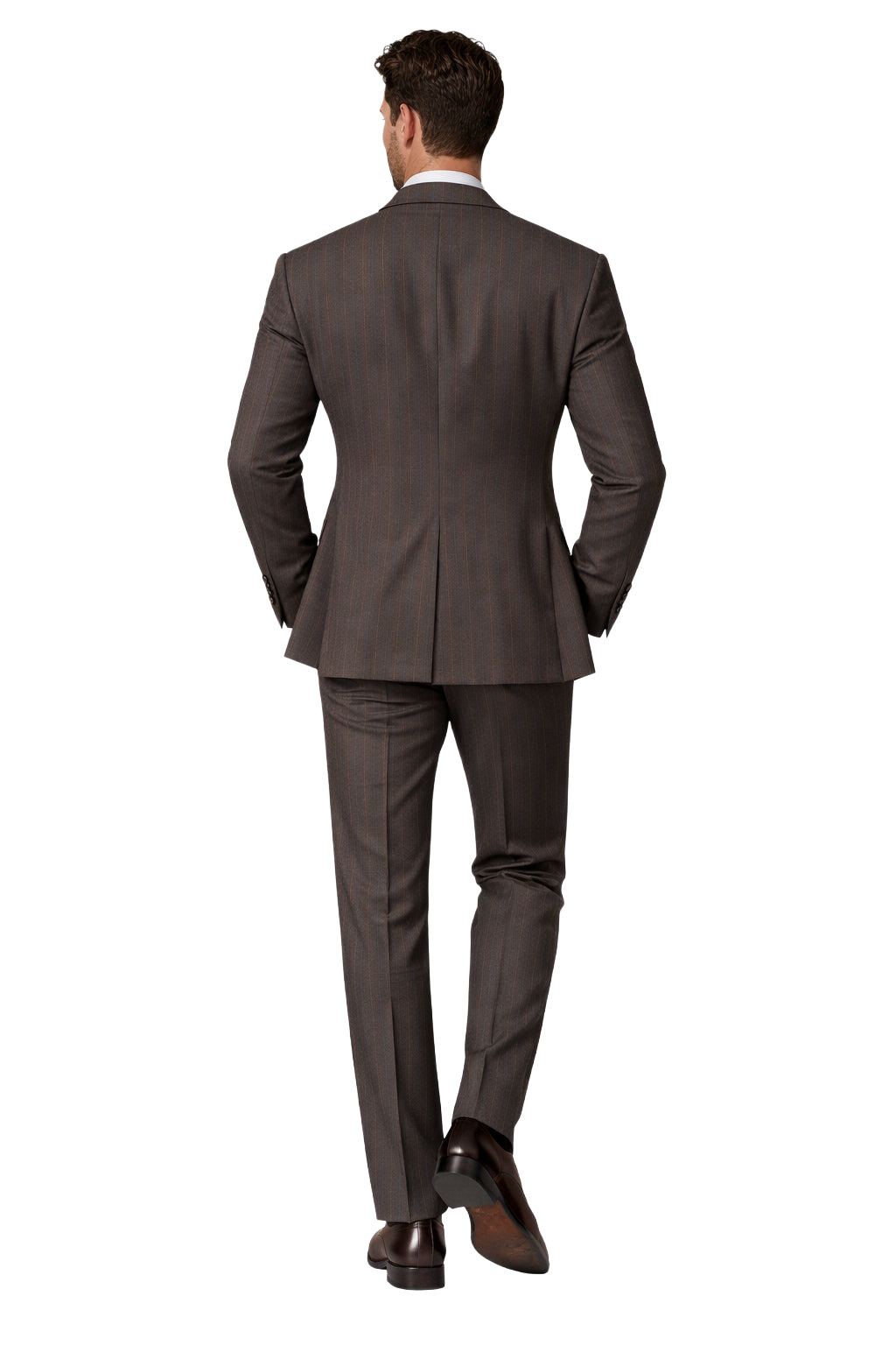 Loro Piana Fabric Man Suit Double-Breasted Pinstripe Brown