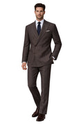 Loro Piana Fabric Man Suit Double-Breasted Pinstripe Brown