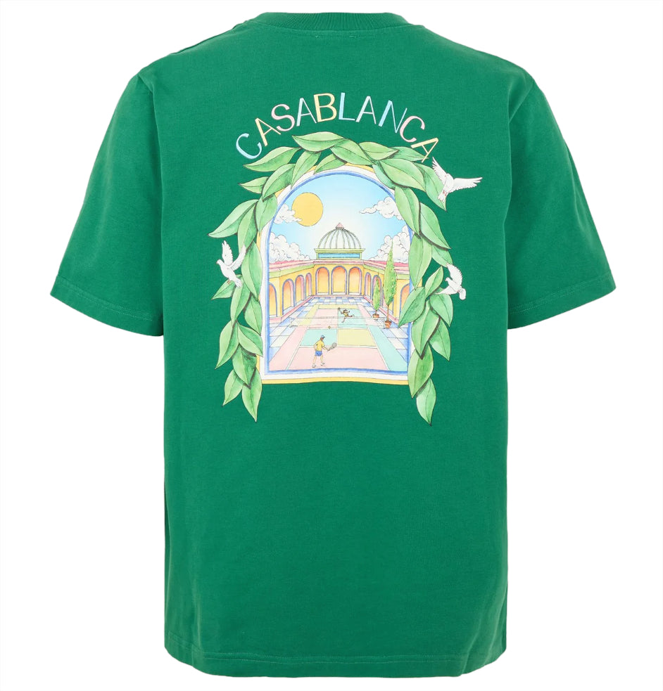 Casablanca Man Printed T-Shirt Arch Tennis Green