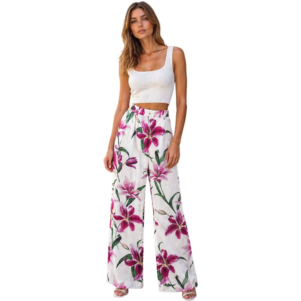 pantaloni fantasia floreale