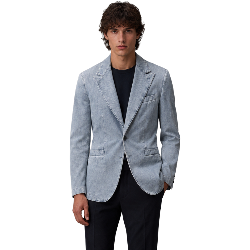 Dolce & Gabbana Man Jacket Jeans Single-Breasted Blue