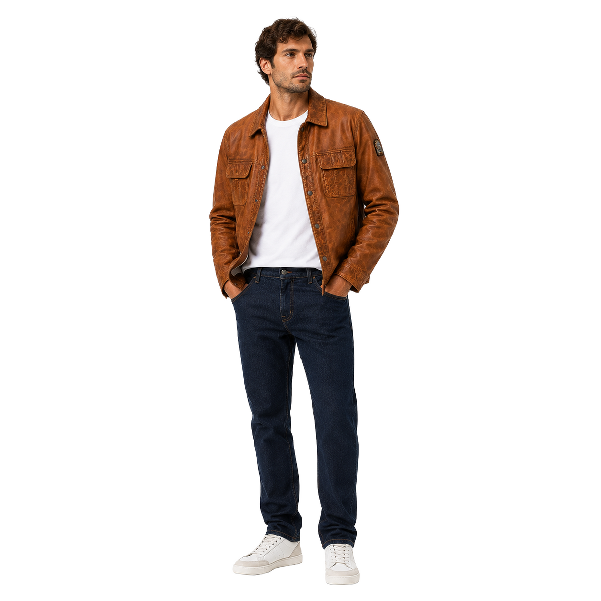 Parajumpers Man Jacket Bottoni Leather Brown