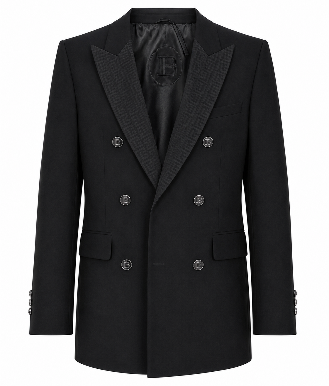 Balmain Viscose Jacket Double-Breasted Print Pattern Silver