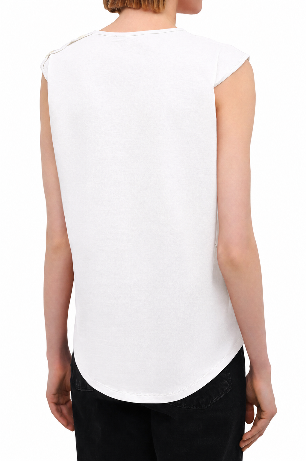 Balmain Cotton T-Shirt Smanicata Bottoni Dorati Gold — view 3