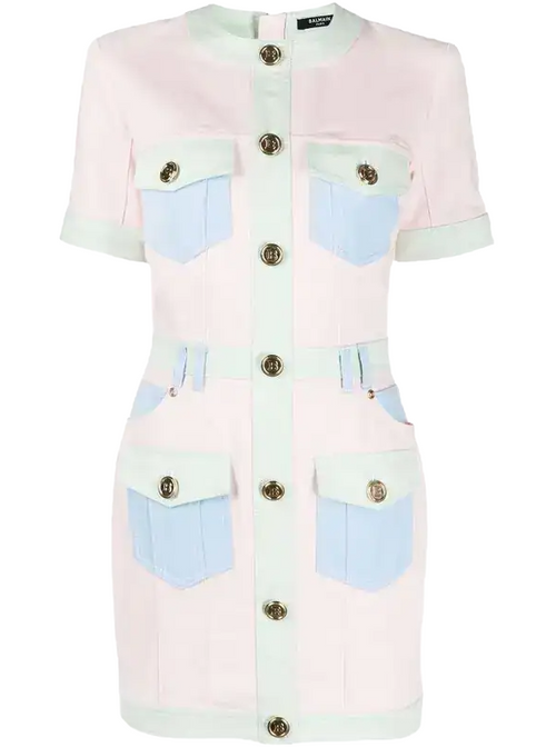Balmain Dress Denim Multicolor Multicolored