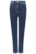 Balmain Cotton Jeans High-Waist Regular Blu Blue