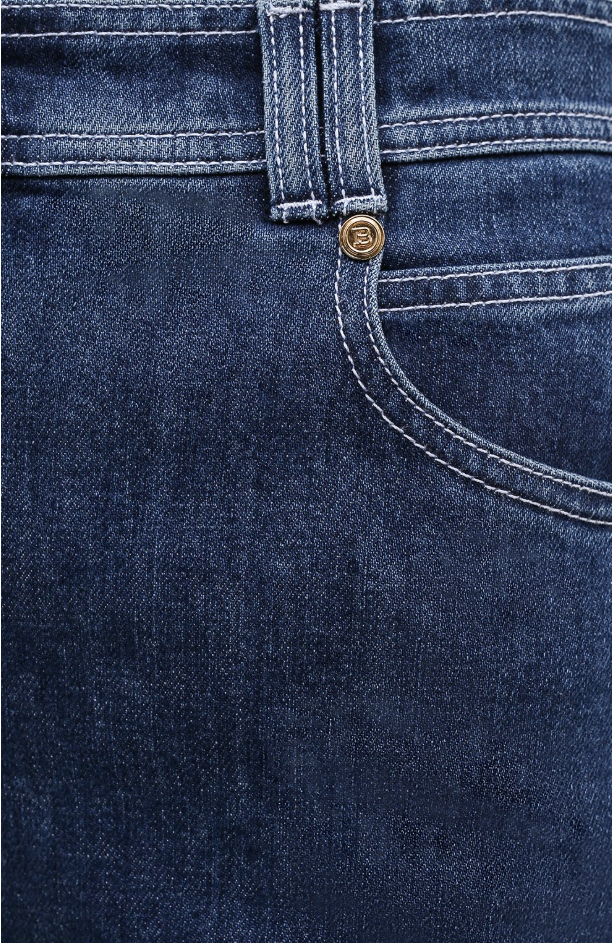 Balmain Cotton Jeans High-Waist Regular Blu Blue — view 4