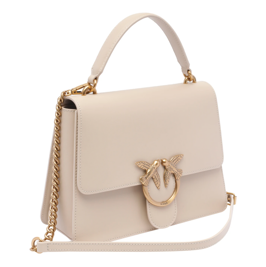 Pinko Calfskin Love One Bag Top Handle Beige — view 3