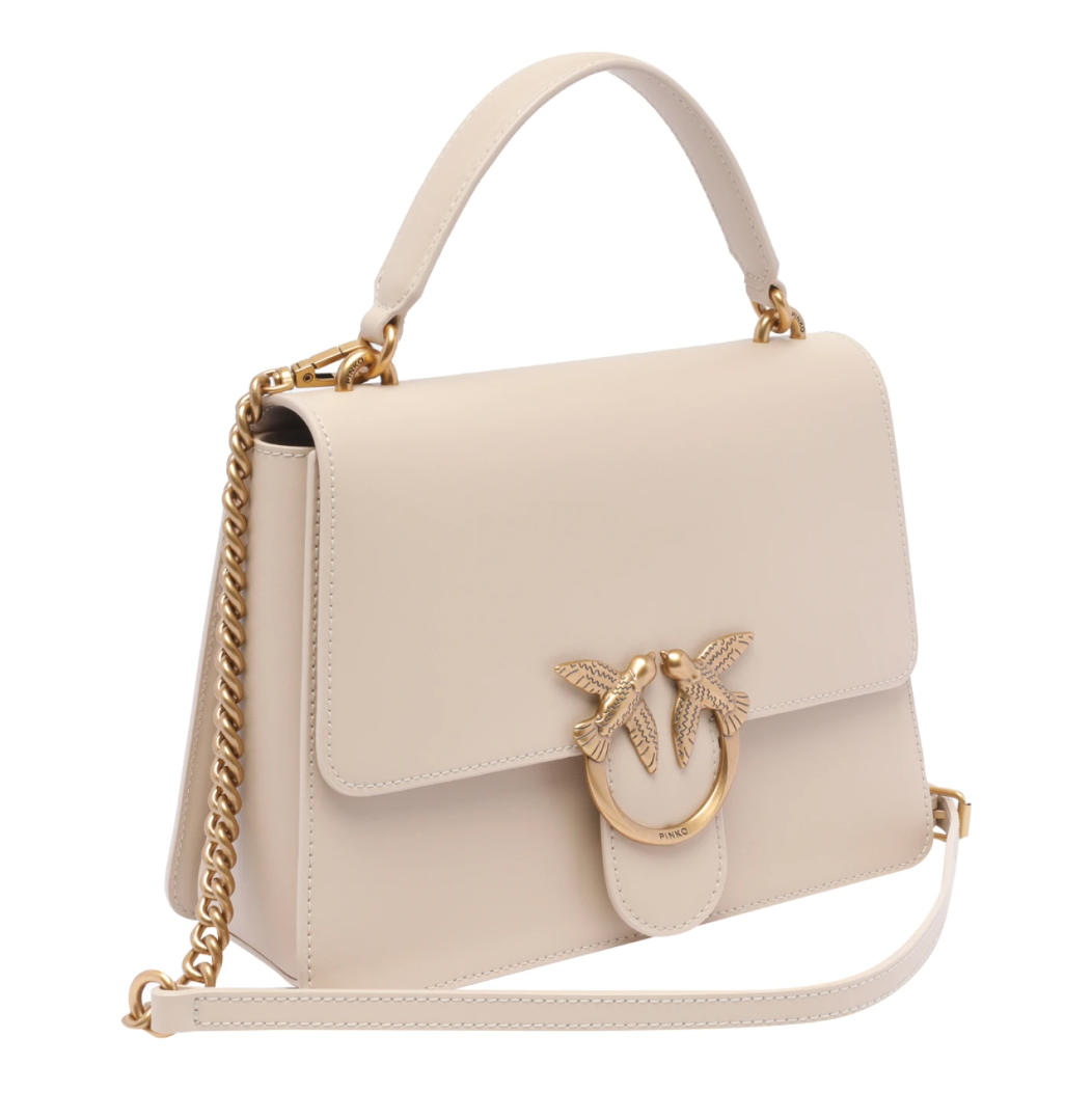 Pinko Calfskin Love One Bag Top Handle Beige — view 3