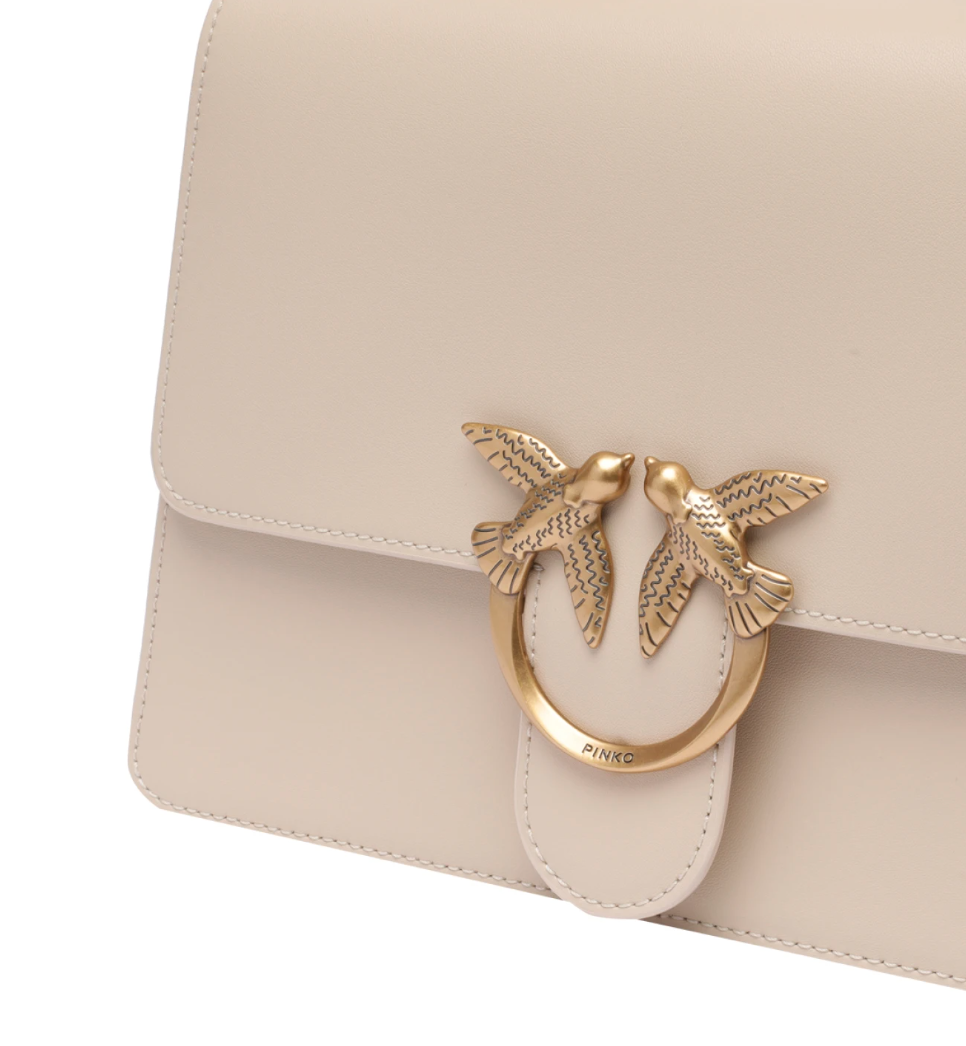 Pinko Calfskin Love One Bag Top Handle Beige — view 4