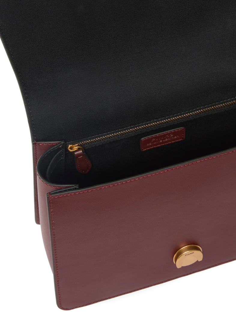 Pinko Calfskin Love One Bag Top Handle Burgundy — view 4