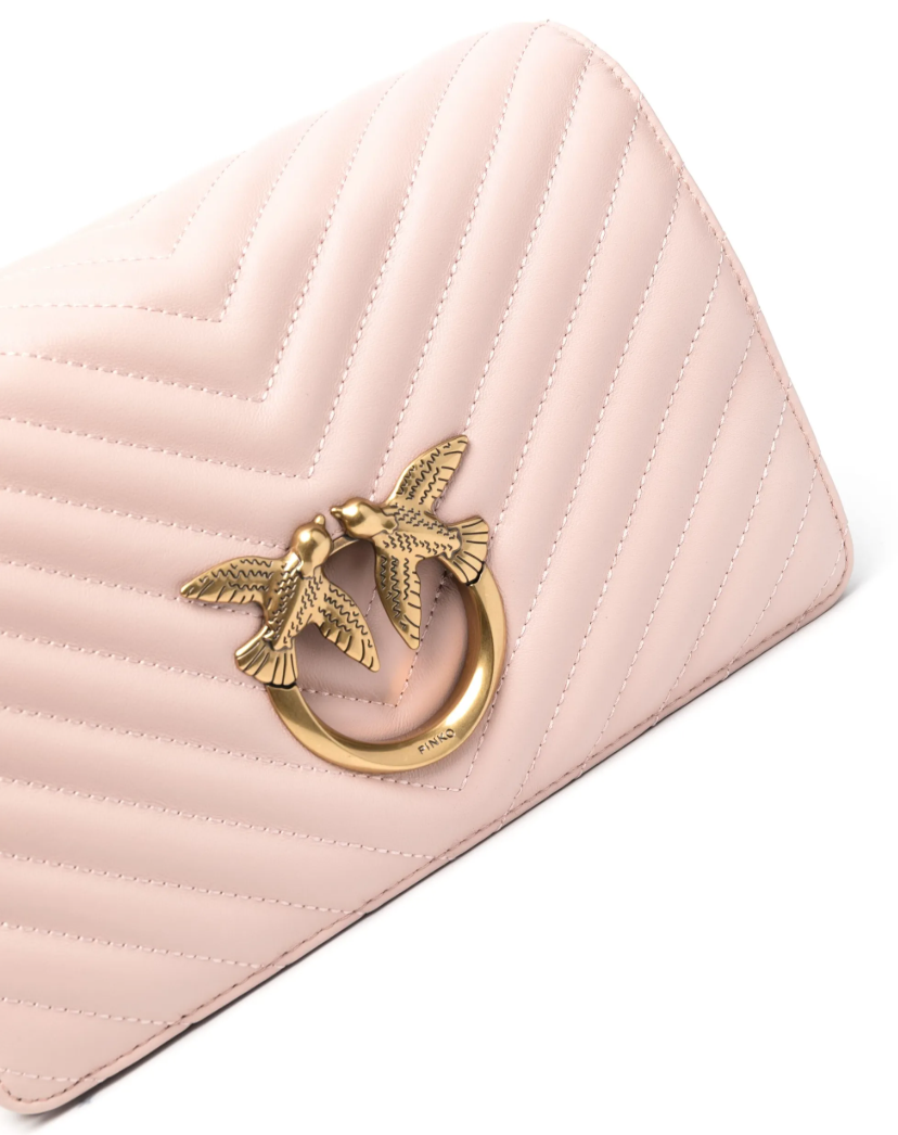 Pinko Calfskin Love Click Classic Nappa Chevron Pink — view 3