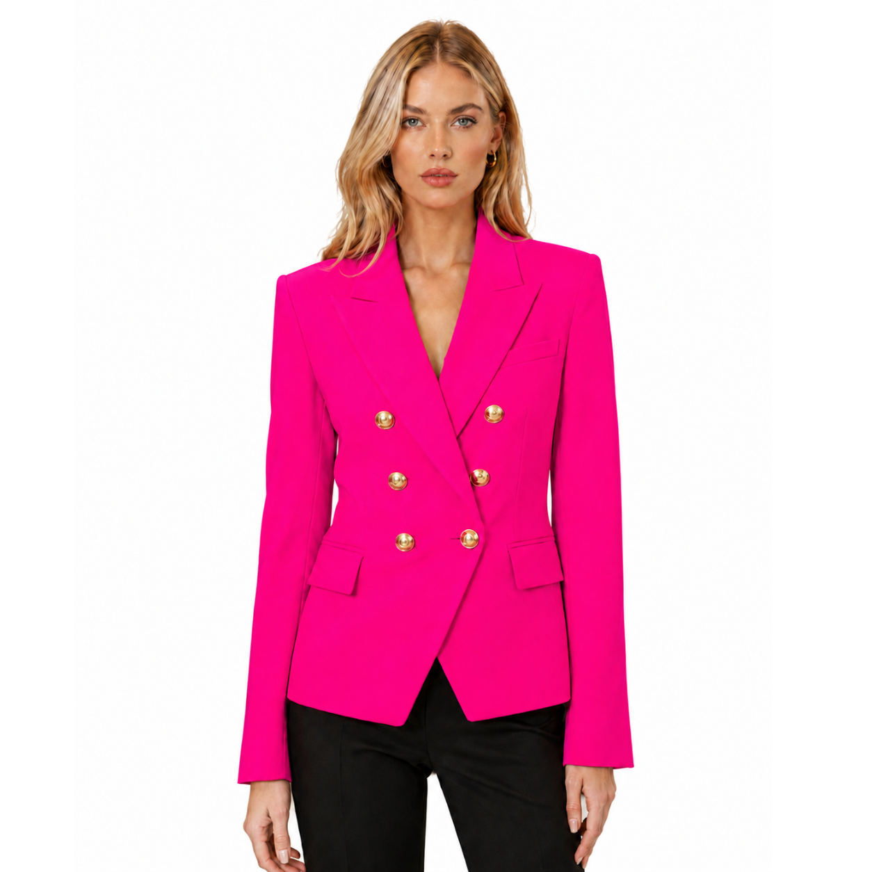 Balmain Jacket Double-Breasted Fuchsia Gold