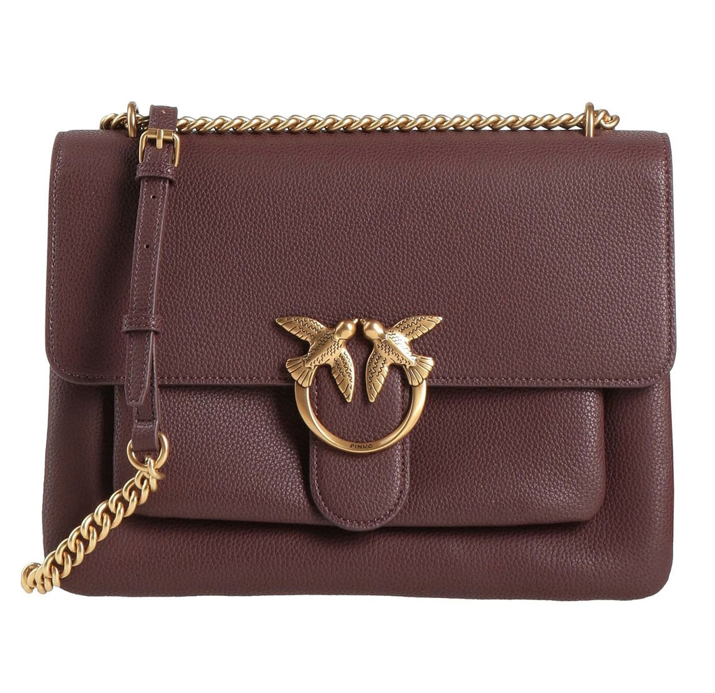 Pinko Calfskin Love One Soft Big Bag Gold