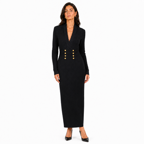 Balmain Dress Ribbed Black