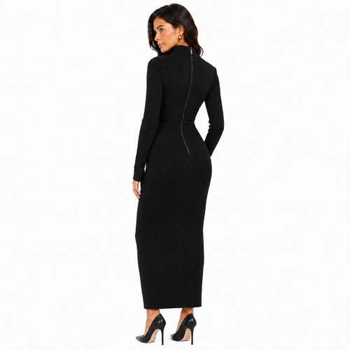 Balmain Dress Ribbed Black — view 2
