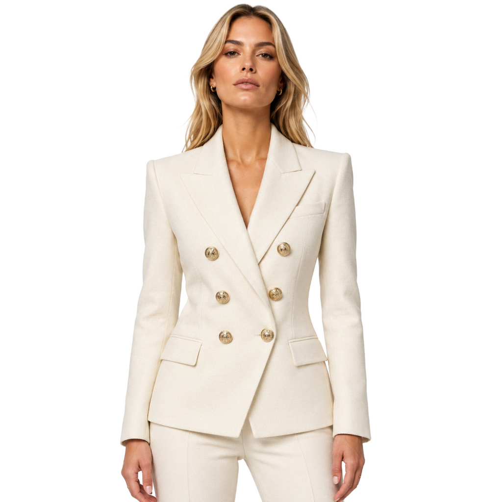Balmain Viscose Jacket Double-Breasted Bianca White