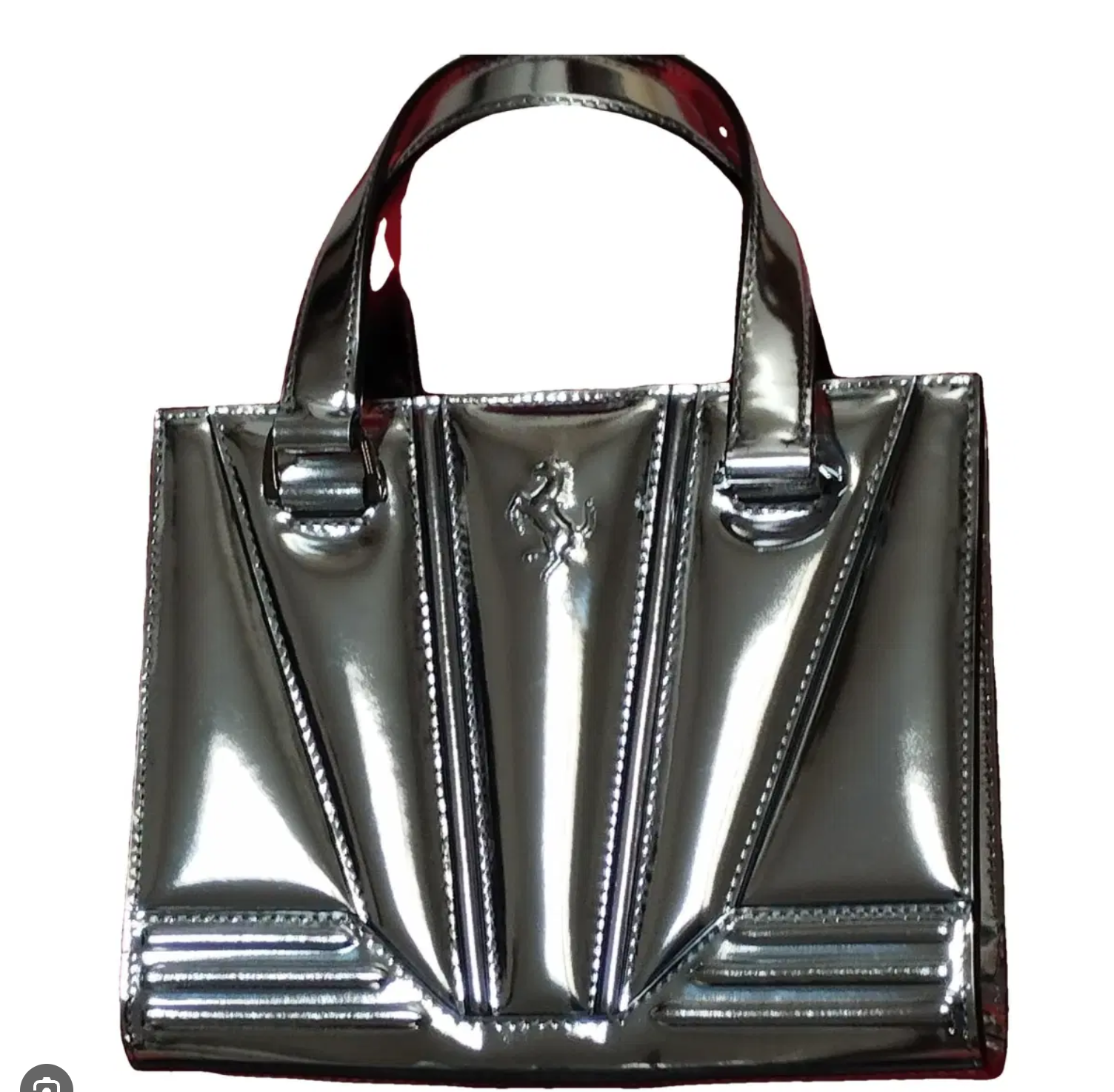 Ferrari , Hand Bag, 100% Leather, Metallic Silver