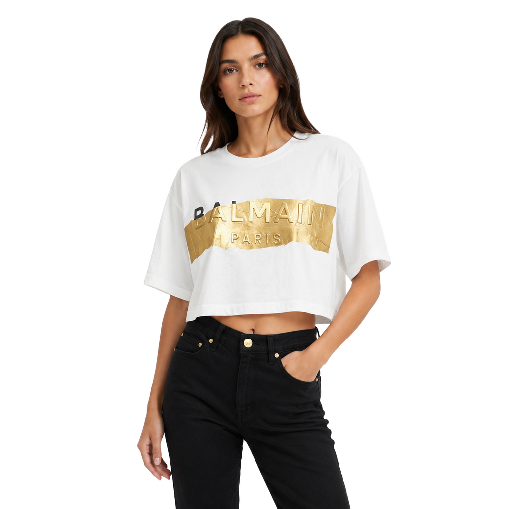 maglia cropped con stampa