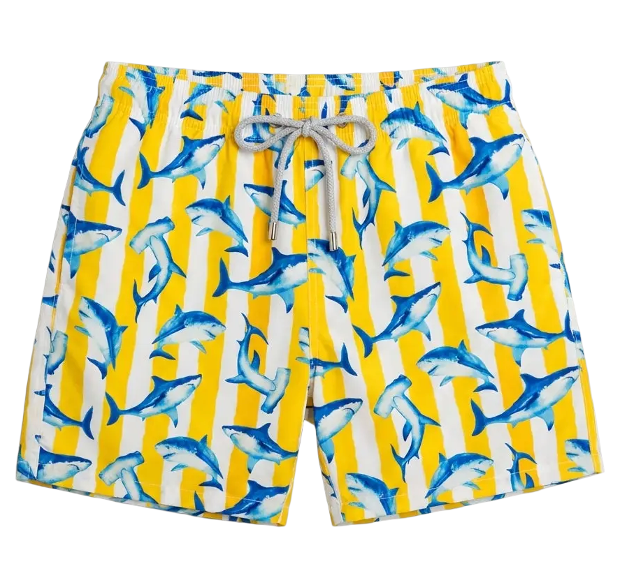 MC2 Saint Barth Man Gustavia Blue Shark Swimwear Yellow